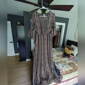 Maxi Dress Ditzy Floral Print with buttons bell sleeves